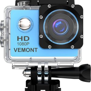 VEMONT Action Camera, 1080P 12MP Sports Camera Full HD 2.0 Inch Action Cam 30m/98ft Underwater Waterproof Camera with Mounting Accessories Kit